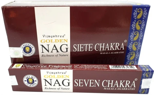 Incenso Naturale Golden Nag Seven Chakra 15 gr Premium Quality